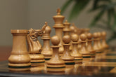 Clearance-1850-55 Reproduced Staunton 4.4" Mahogany Stained / Antiqued Boxwood Chess Pieces